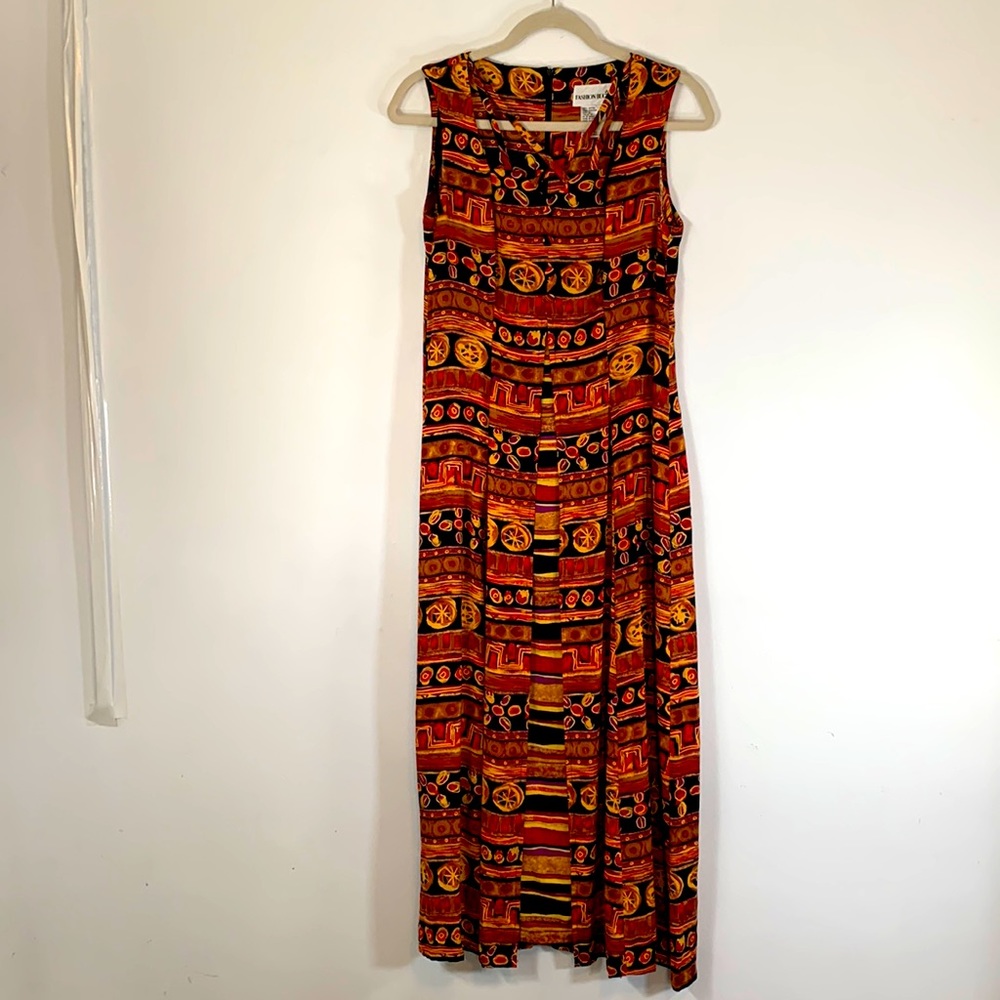 Fashion Bug Vintage Sleeveless Back Zip Step In Women’s Size 6 Rayon Maxi Dress
